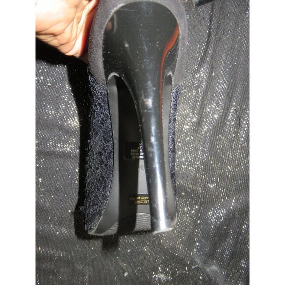 Guess Black Leather & Lace Mesh Platform Stiletto Pumps sz 9.5 - Picture 6 of 10